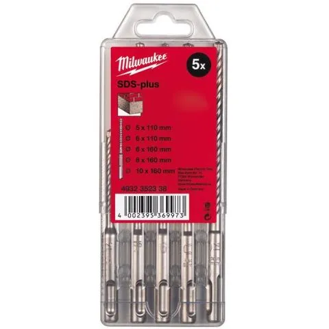 Utförsäljning M2 4932352338 Milwaukee Hammarborrsats SDS-Plus, 2-skärs, 5 delar